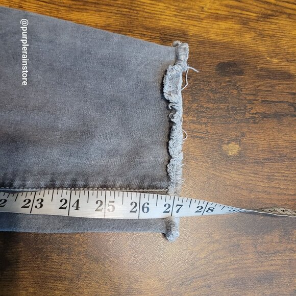 Refugee Jeans Size 18 Skinny High Rise Charcoal Wash Stretch Denim Raw Hem - Picture 8 of 10